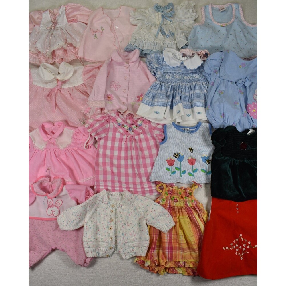 Vintage Girls Tops Dresses 0-24 Months Lot of 16 70s 80s 90s Today